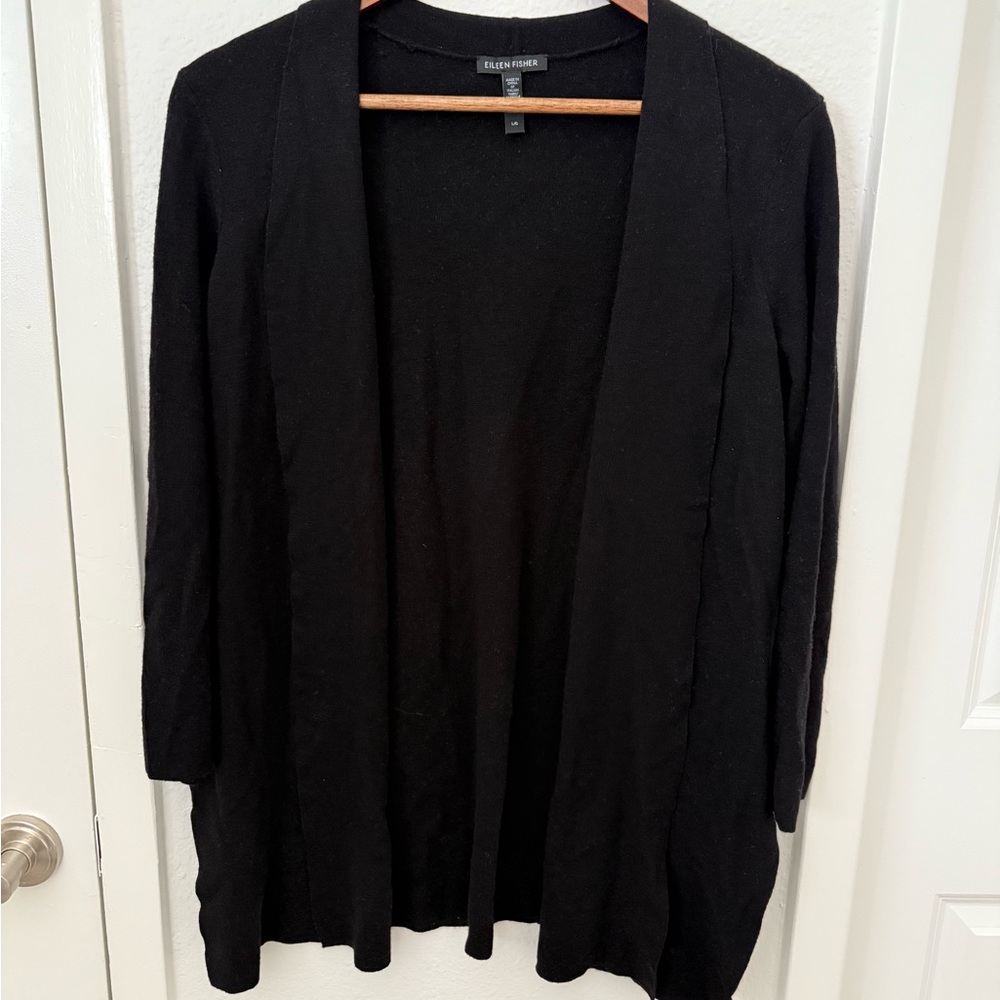 Eileen Fisher Black Cardigan Women's Sweater Size Large